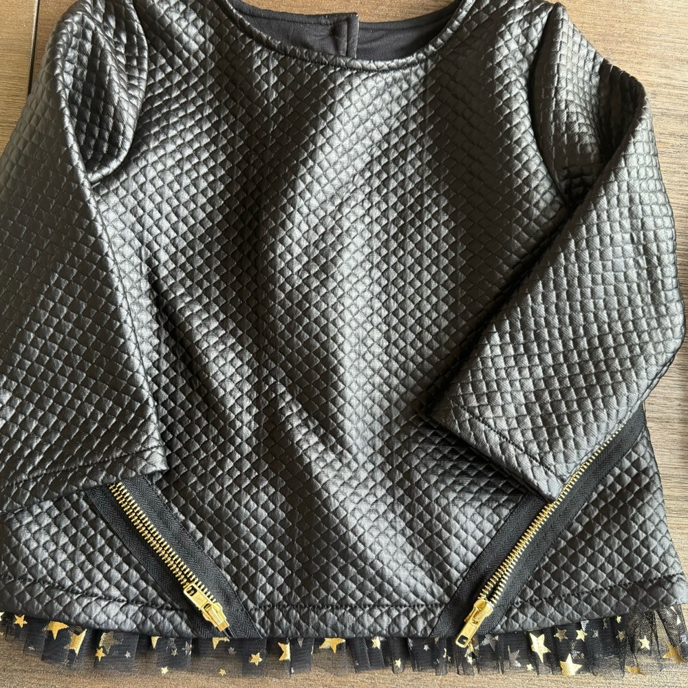 Pippa and Julia faux leather top with star tulle. 6T good condition.